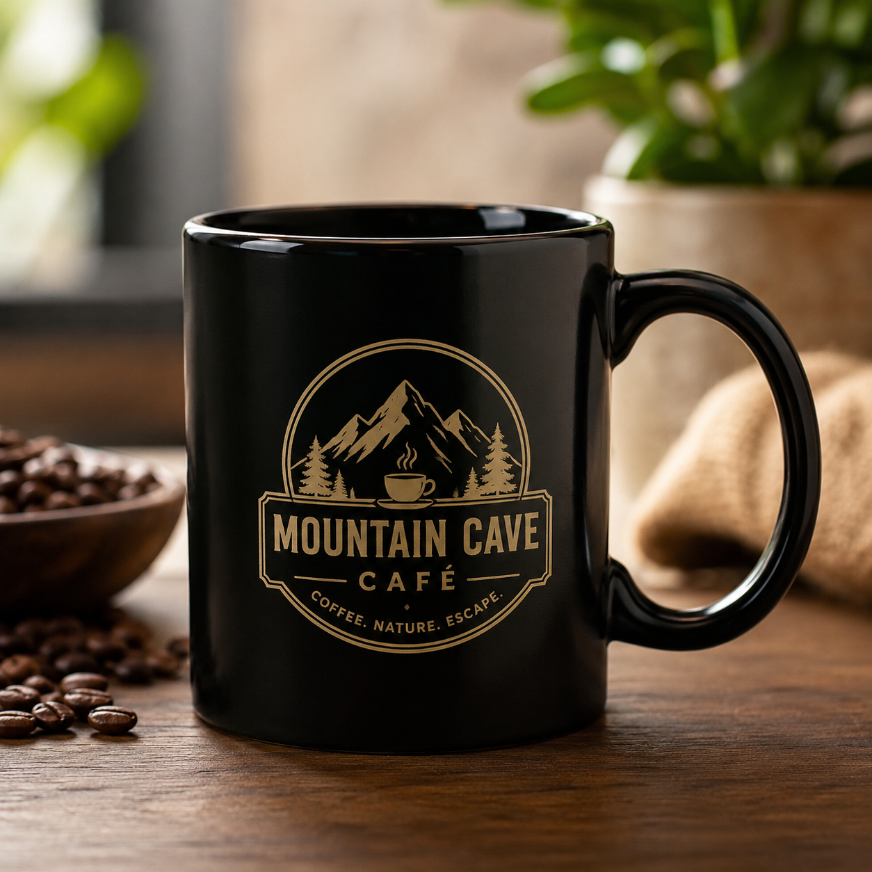 mountain cave café mug
